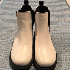 Soda White and Black Ankle Boots